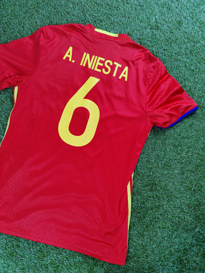 Andrés Iniesta Str. Medium (M) Spanien Hjemmebanetrøje (Euro 2016)