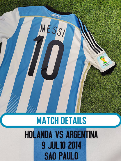Lionel Messi Str. L Argentina vs Holland – 9. juli 2014 Hjemmebanetrøje (VM 2014)