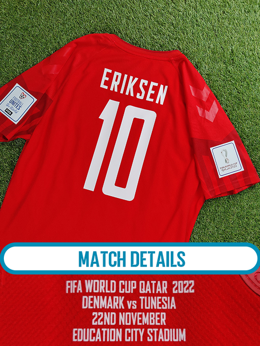 Christian Eriksen Str. XXL Danmark vs Tunesien – 22. november 2022 Hjemmebanetrøje (VM 2022)