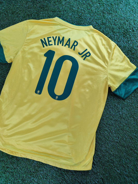 Neymar Jr. Str. XL Brasilien Hjemmebanetrøje (2013)