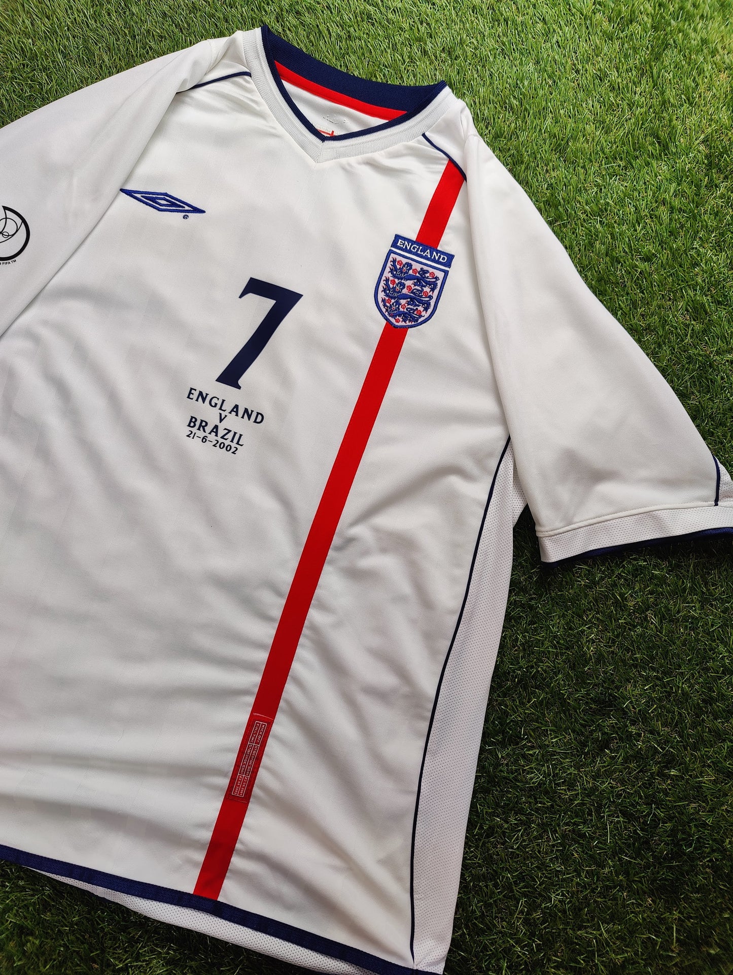 David Beckham Str. XL England Hjemmebanetrøje – (VM 2002)