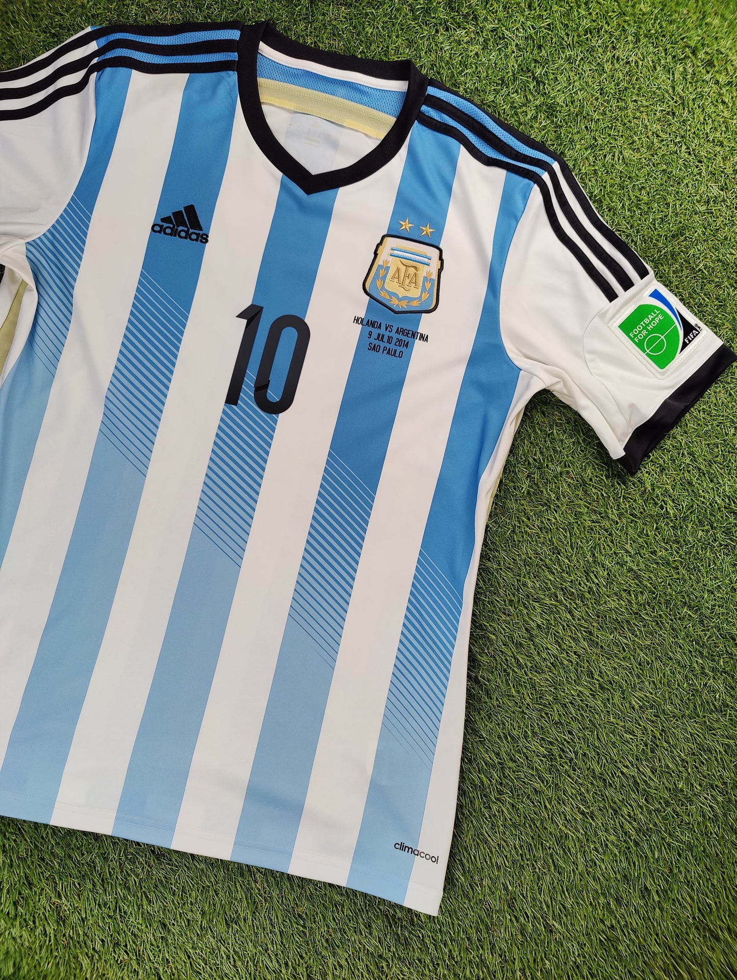 Lionel Messi Str. L Argentina vs Holland – 9. juli 2014 Hjemmebanetrøje (VM 2014)
