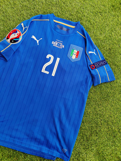 Andrea Pirlo Str. M Italien Hjemmebanetrøje – (Euro 2016)