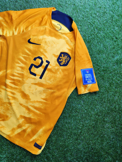 Frenkie de Jong Str. Medium (M) Holland Hjemmebanetrøje – (VM 2022)