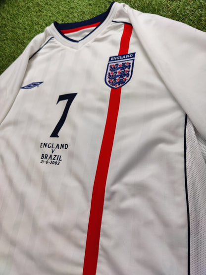 David Beckham Str. XL England Hjemmebanetrøje – (VM 2002)