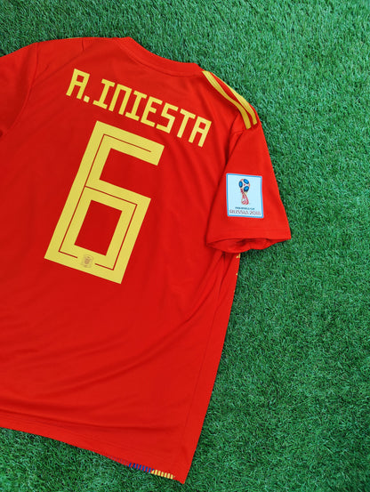Andrés Iniesta Str. M Spanien Hjemmebanetrøje – (2018)