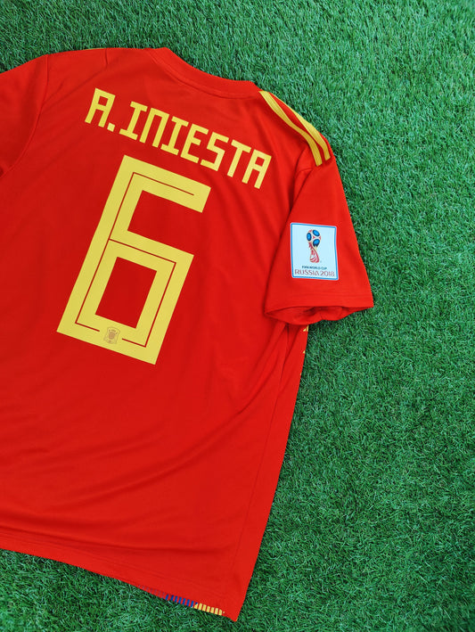 Andrés Iniesta Str. M Spanien Hjemmebanetrøje – (2018)