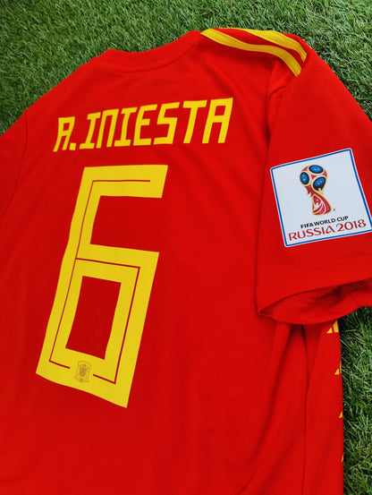 Andrés Iniesta Str. M Spanien Hjemmebanetrøje – (2018)