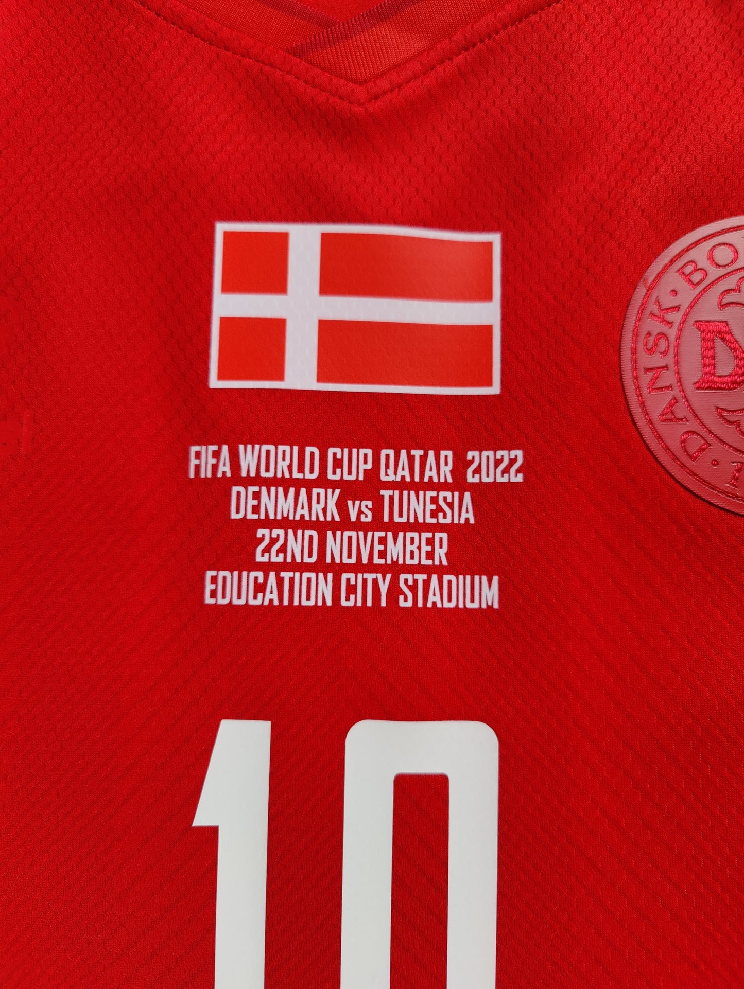 Christian Eriksen Str. XXL Danmark vs Tunesien – 22. november 2022 Hjemmebanetrøje (VM 2022)
