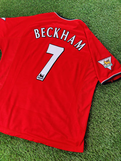 David Beckham Str. XL Manchester United Hjemmebanetrøje (2001/02)
